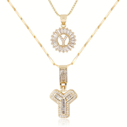 Primrose™ Collares Iniciales de Letra con Diamantes de 14k (2 piezas)