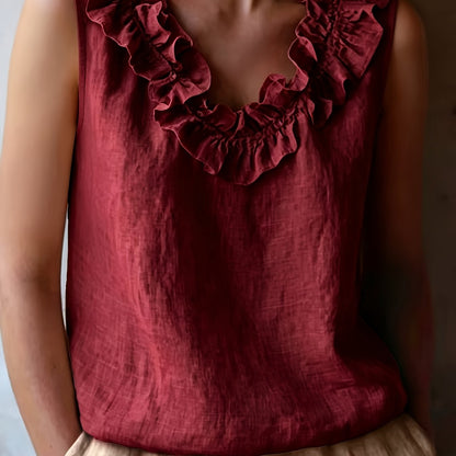 Katherine | Camisa Sin Mangas con Volantes de Corte Suelto para Primavera/Verano