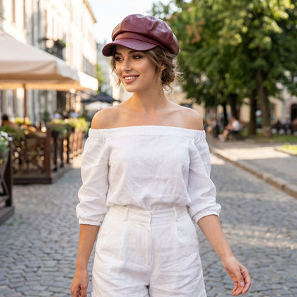 Blair | Gorra de Beret de pu de Cuero Británico para Mujeres