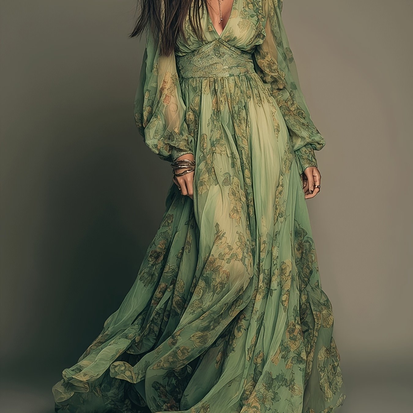 Amanda | Vestido Maxi Floral Bohemio con Volantes y Encanto Vintage