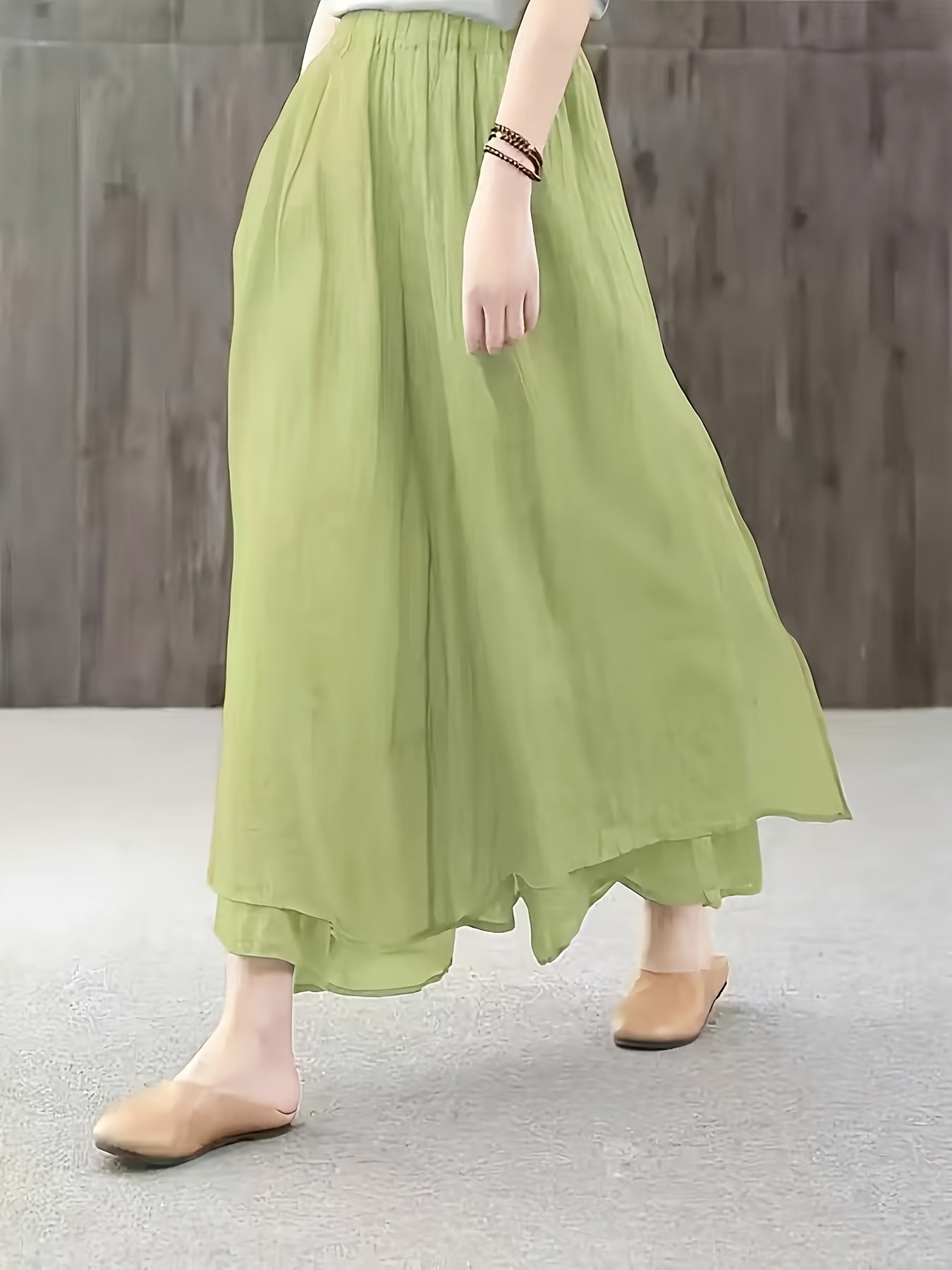 Faith | Falda Pantalón de Chifón con Pliegues de Dos Capas