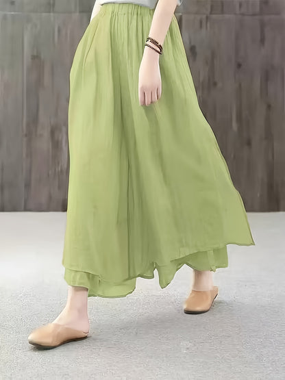 Faith | Falda Pantalón de Chifón con Pliegues de Dos Capas