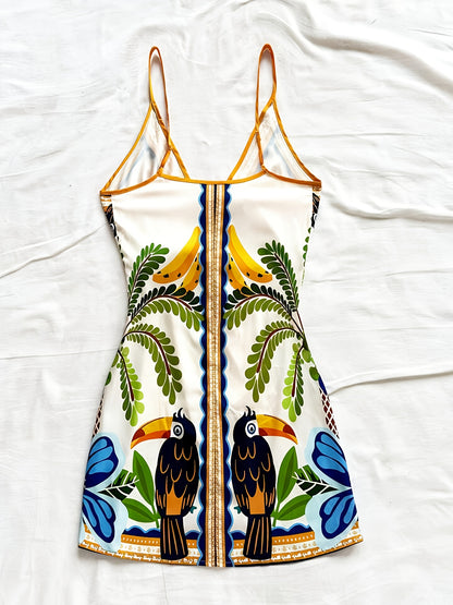 Dara™ Vestido Largo Tropical con Escote en V y Estampado Floral