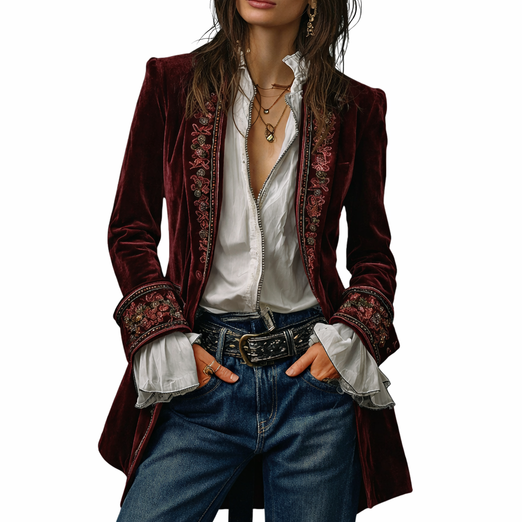 Sable & Oro™ Blazer Bordado de Lujo