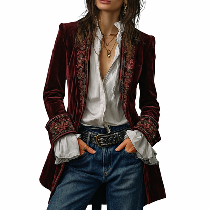 Sable & Oro™ Blazer Bordado de Lujo