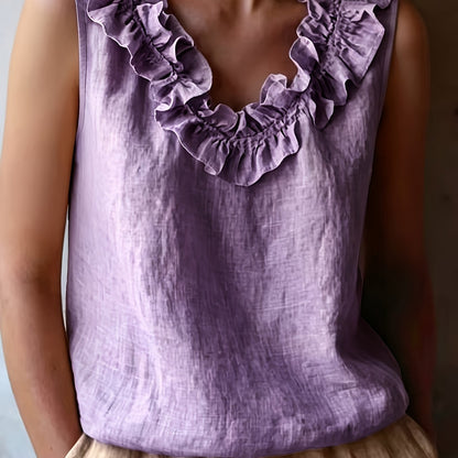 Katherine | Camisa Sin Mangas con Volantes de Corte Suelto para Primavera/Verano
