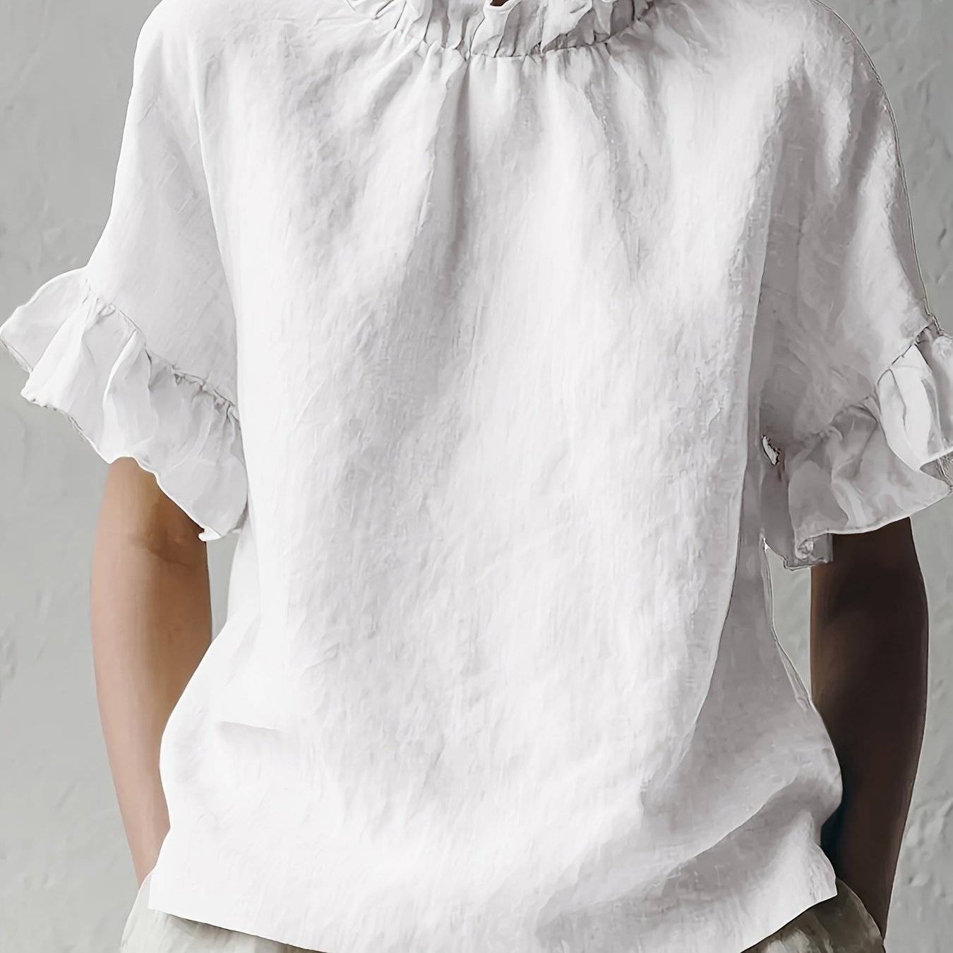 Yuna™ Blusa Casual de Color Sólido con Cuello Elegante
