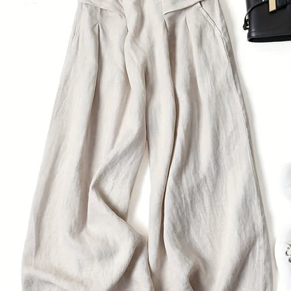 Brisae™ Pantalones de Lino de Pierna Ancha con Estilo Vintage