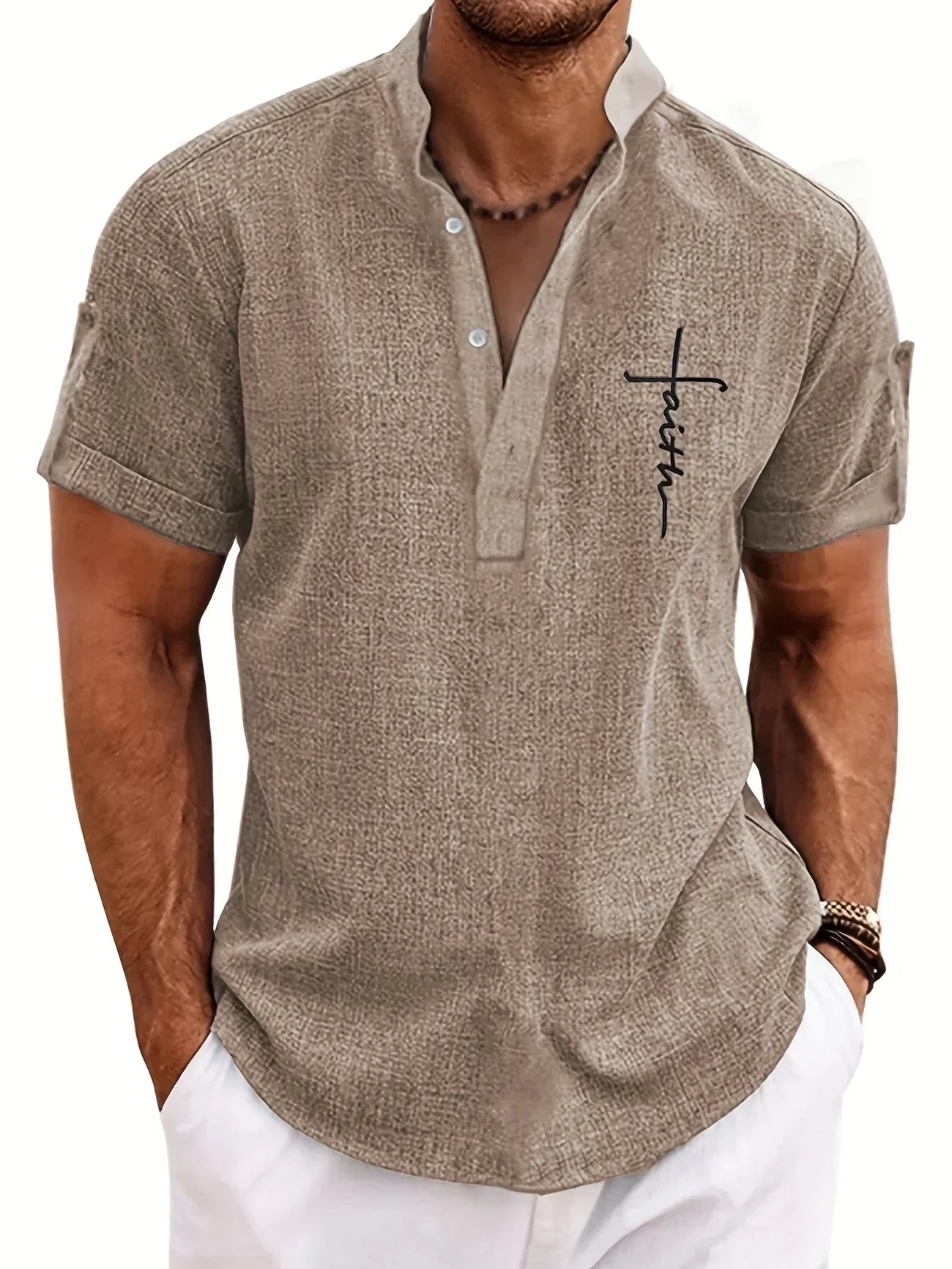 Hayes™ Camisa elegante de manga corta y cuello alto