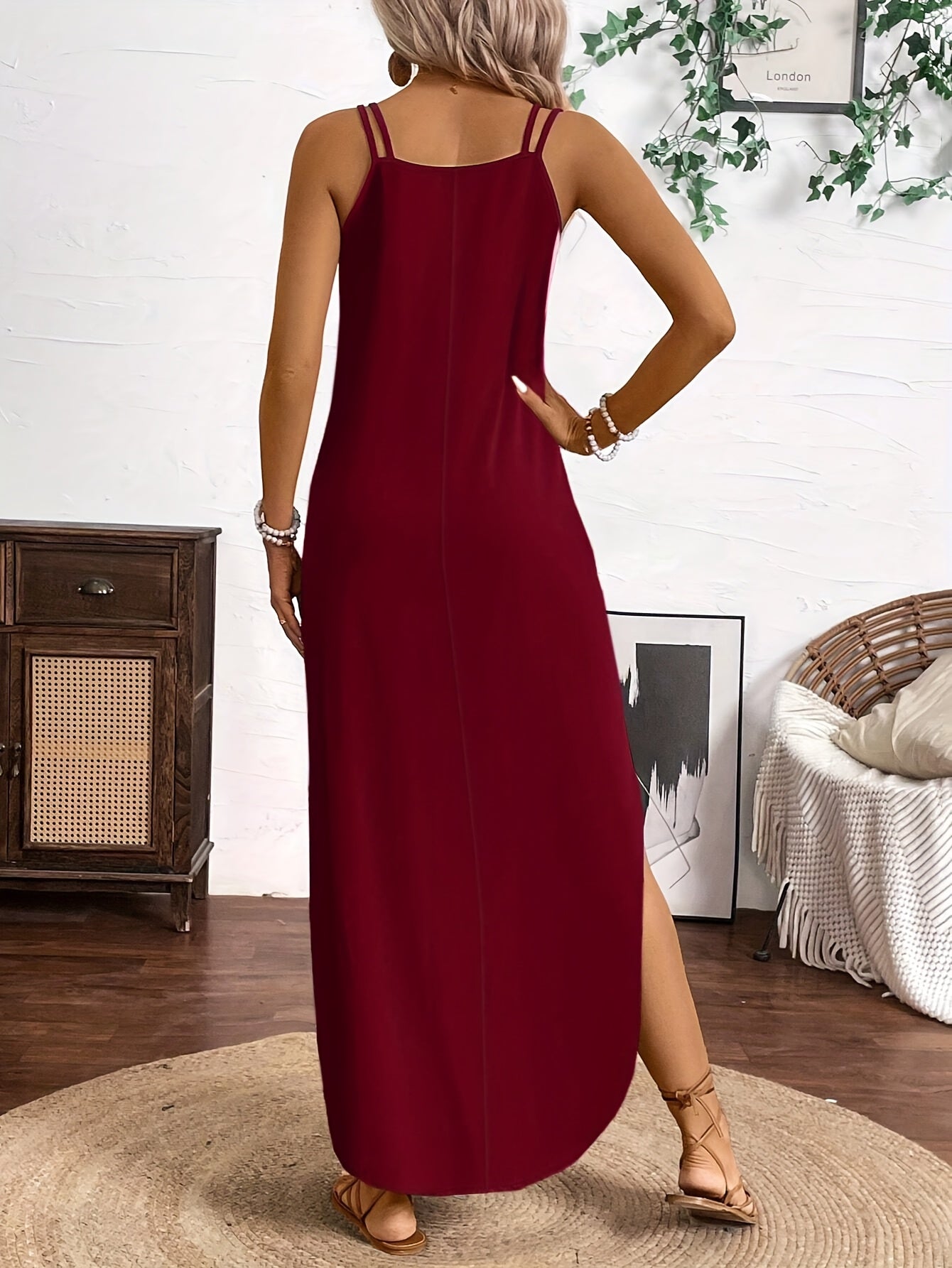 Sailor™ Vestido Midi de Tirantes con Escote en V y Estilo Relajado
