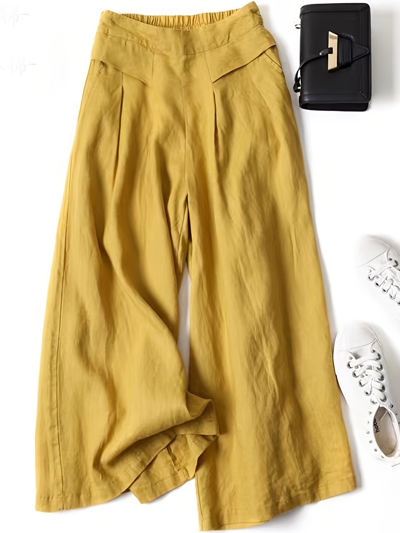 Brisae™ Pantalones de Lino de Pierna Ancha con Estilo Vintage