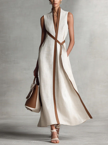 Bexley™ Vestido Maxi Envolvente de Mezcla de Lino Refinado