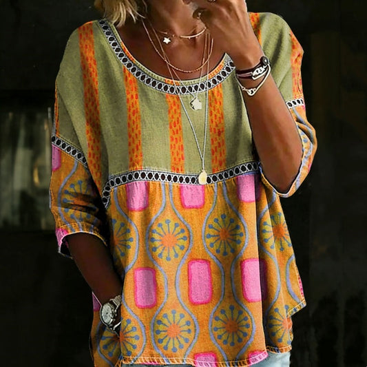 Blythea™ Blusa Vintage Holgada de Estilo Casual y Cómodo