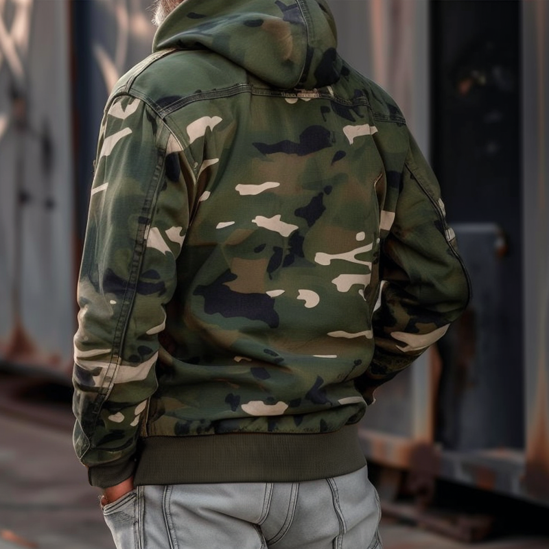 Cavonni™ Chamarra Cargo Camuflaje con Capucha y Bolsillos Múltiples