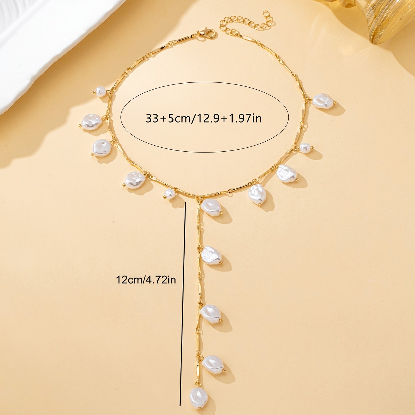 Hevoxe™ Collar Elegante en Forma de Y con Perlas y Diseño Irregular