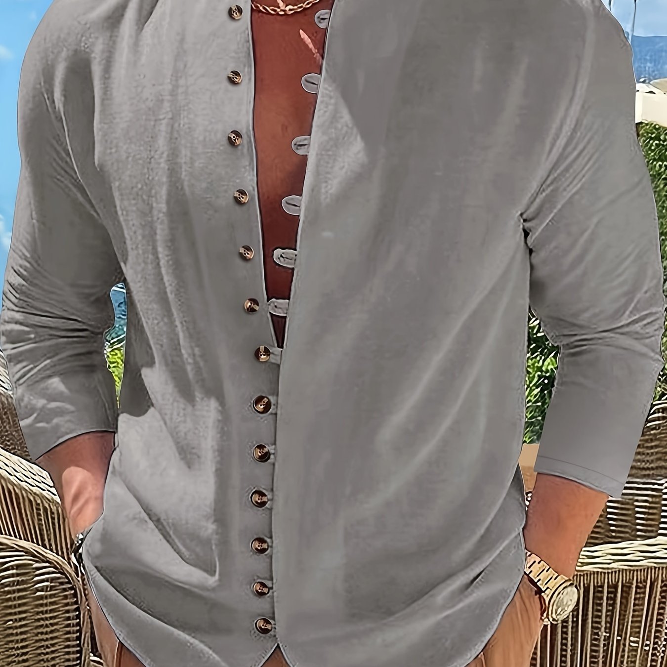 Haviron™ Camisa Retro para Hombre de Manga Larga y Corte Suelto