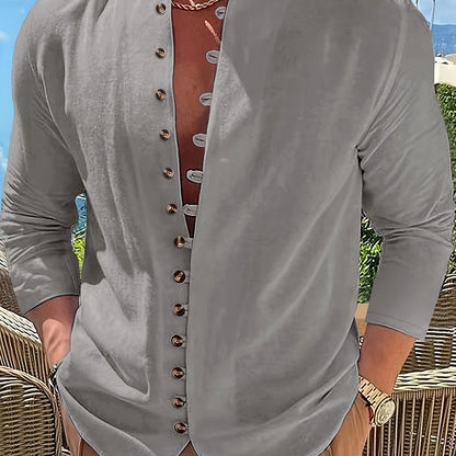 Haviron™ Camisa Retro para Hombre de Manga Larga y Corte Suelto