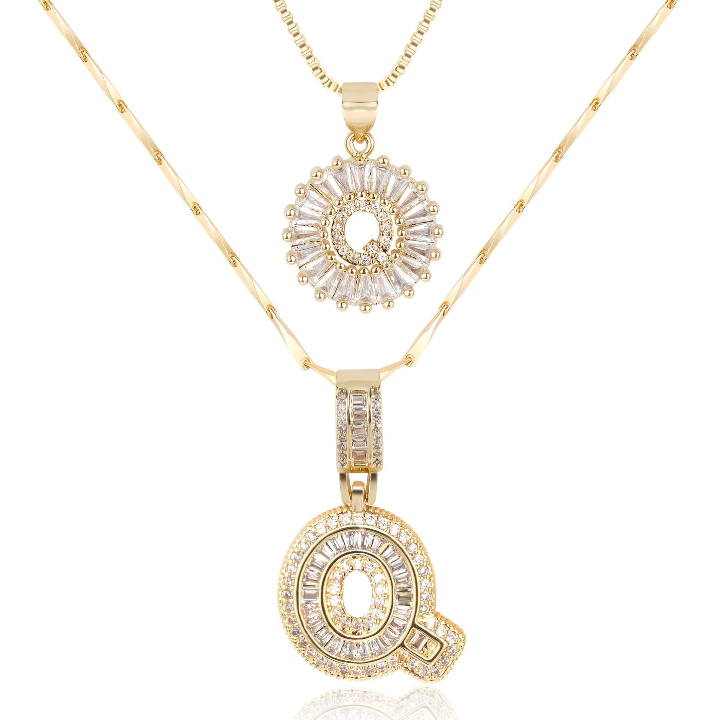 Primrose™ Collares Iniciales de Letra con Diamantes de 14k (2 piezas)