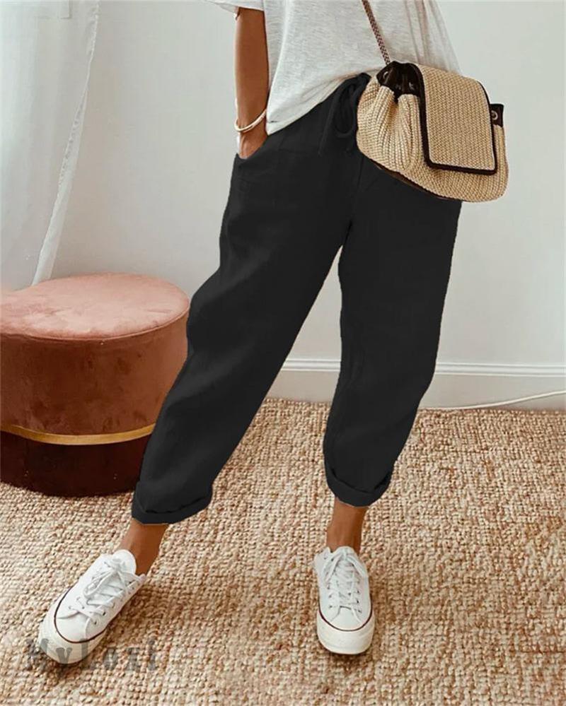 Dorevia™ Pantalones Casuales de Algodón y Lino para Mujer Cómodos y Ligero