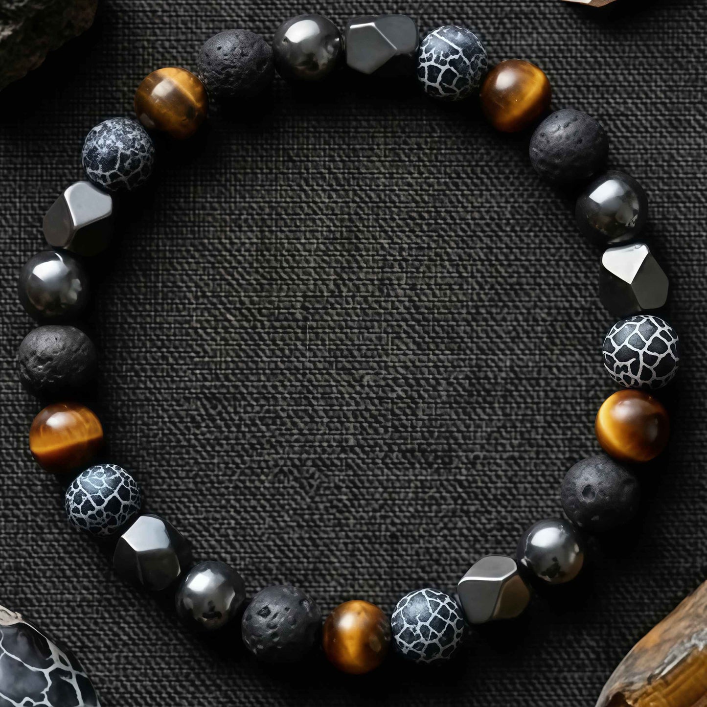 Korevane™ Pulsera Artesanal de Piedra Natural y Hematita para Hombr