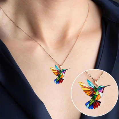 Vaila™ Collar Colibrí Arcoíris + Pendientes a juego de regalo