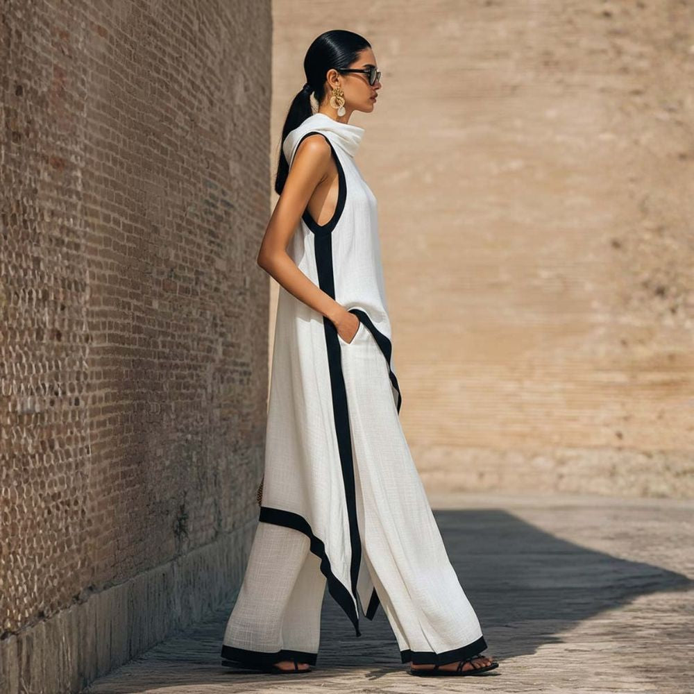 Cressa™ Conjunto Elegante de Lino con Blusa y Pantalón de Corte Relajado