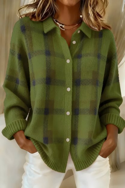 Noréa™ Cardigan Punto Cuadros Luz Tenue