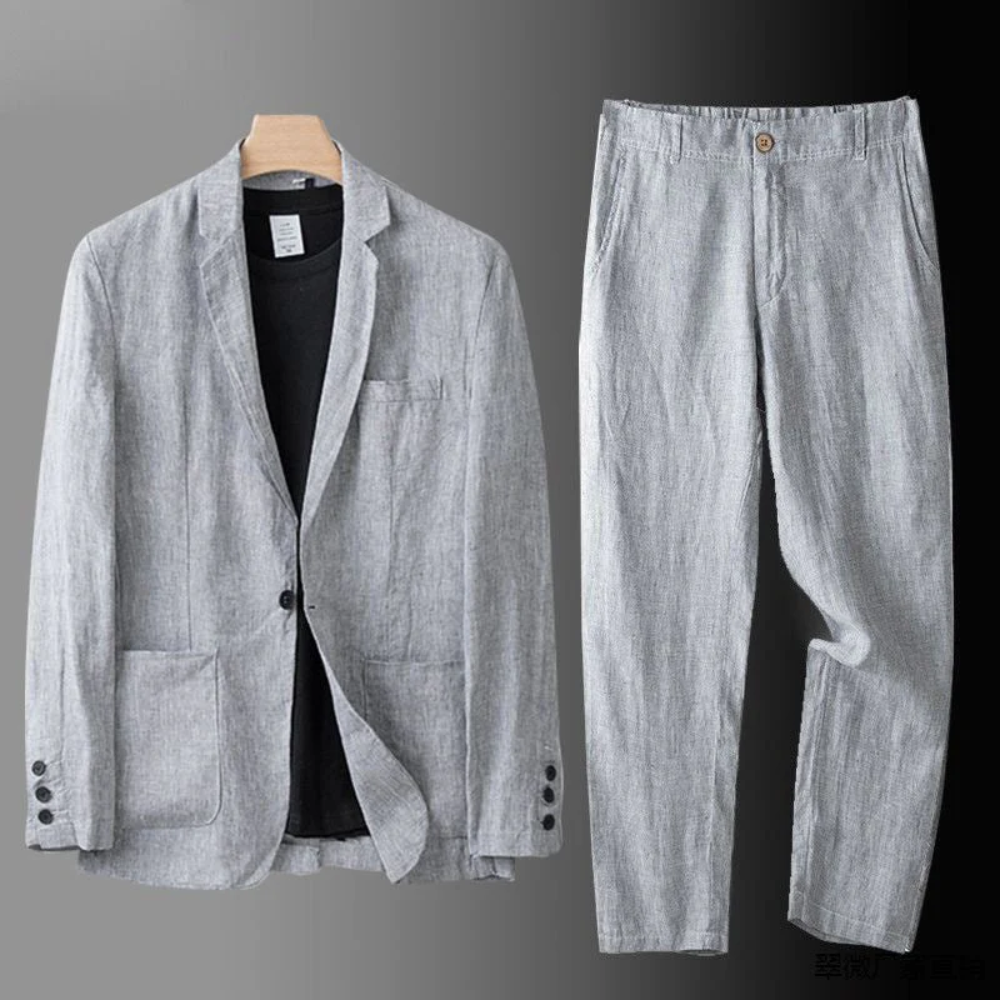 Montiero™ Conjunto de lino cómodo y transpirable para hombre