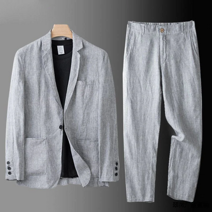 Montiero™ Conjunto de lino cómodo y transpirable para hombre