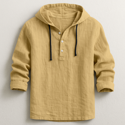Delvaro™ Camisa masculina de lino con capucha y estilo relajado