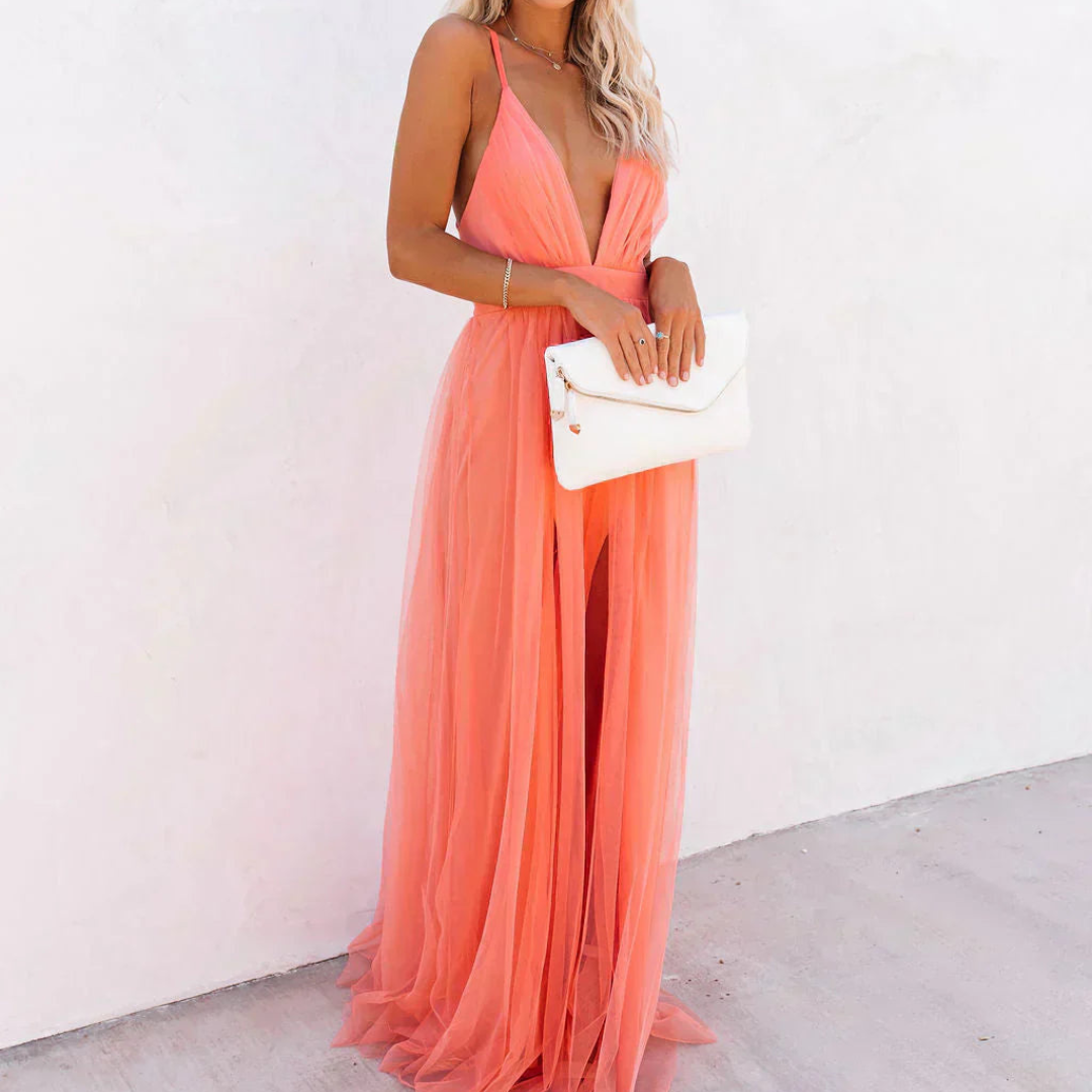 Jessamine™ Vestido Maxi Luz Coral