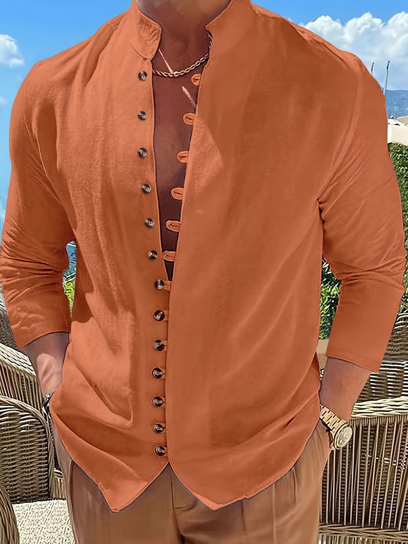Haviron™ Camisa Retro para Hombre de Manga Larga y Corte Suelto