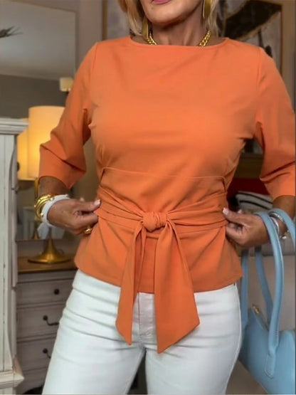 Darelle™ Blusa Suelta de Algodón para Mujer con Detalle de Amarre
