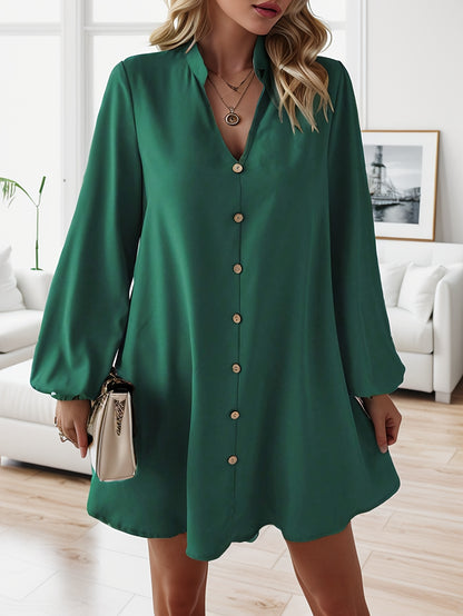 Faria™ Vestido Elegante de Manga Larga con Escote en V