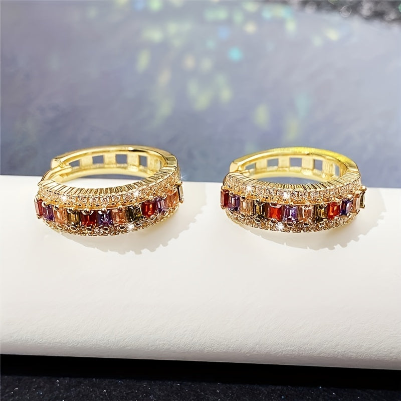 Natalia | 1 Par de Aros de Hombre de Zirconio Sintético Colorido de Moda Avant-Garde Joyería de Lujo para Hombre, Versátil para Uso Diario
