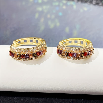 Natalia | 1 Par de Aros de Hombre de Zirconio Sintético Colorido de Moda Avant-Garde Joyería de Lujo para Hombre, Versátil para Uso Diario