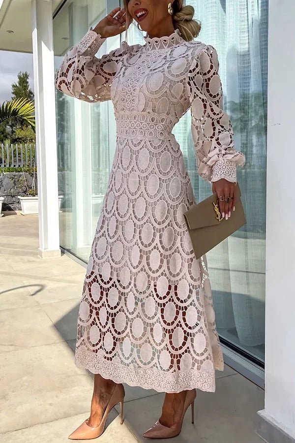 Bloom™ Vestido Midi de Fiesta con Mangas de Encaje
