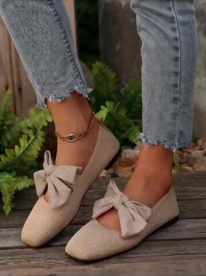 Neria™ Zapatos Planos Transpirables para Mujer con Moño Decorativo