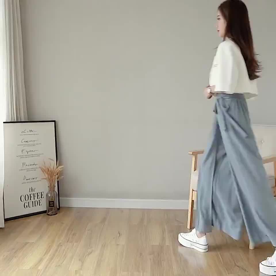 Caexine™ Pantalón de Pierna Ancha con Pliegues y Corte Elegante