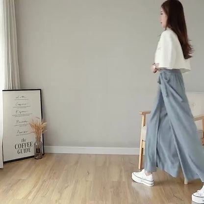 Caexine™ Pantalón de Pierna Ancha con Pliegues y Corte Elegante