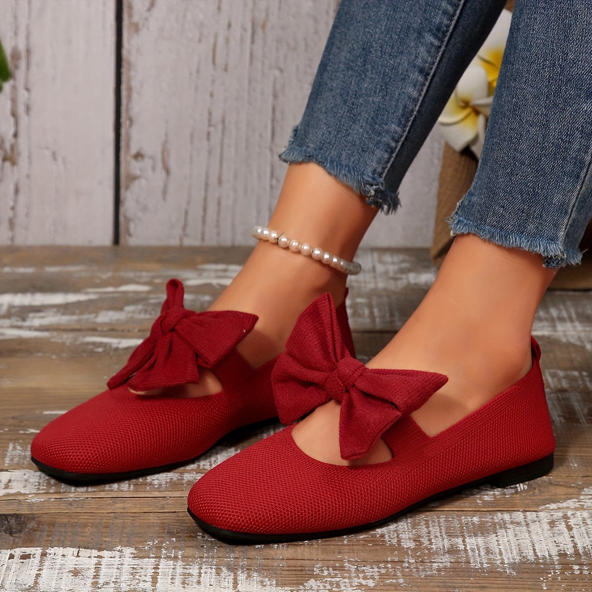 Neria™ Zapatos Planos Transpirables para Mujer con Moño Decorativo