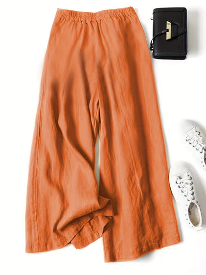Brisae™ Pantalones de Lino de Pierna Ancha con Estilo Vintage