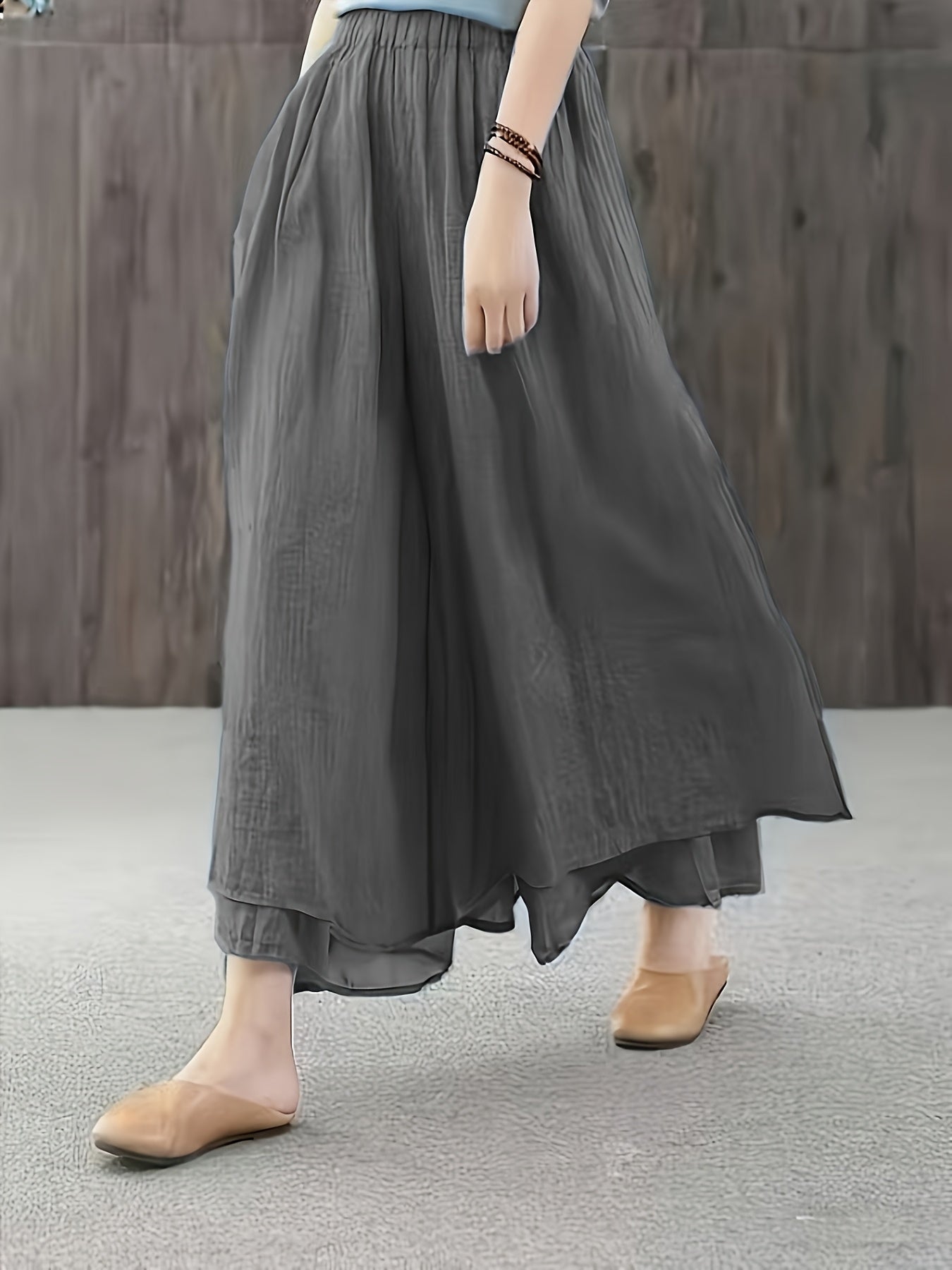 Faith | Falda Pantalón de Chifón con Pliegues de Dos Capas