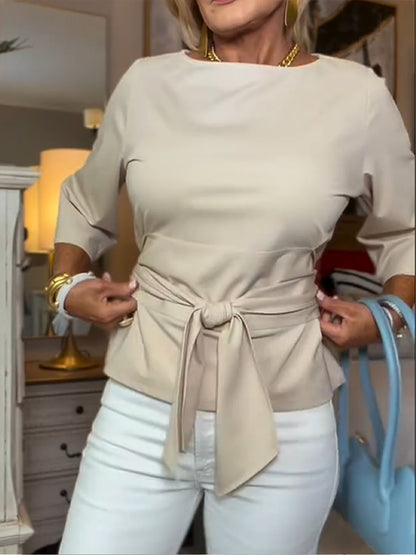 Darelle™ Blusa Suelta de Algodón para Mujer con Detalle de Amarre