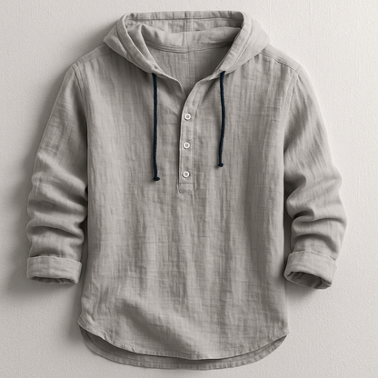 Delvaro™ Camisa masculina de lino con capucha y estilo relajado