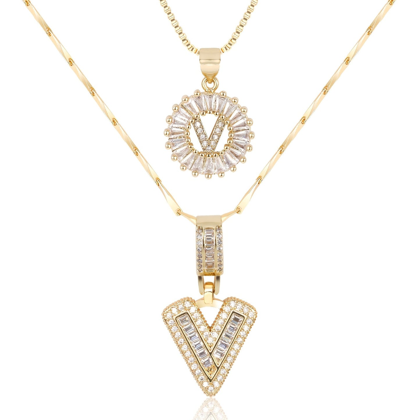 Primrose™ Collares Iniciales de Letra con Diamantes de 14k (2 piezas)