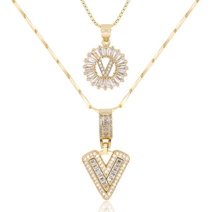 Primrose™ Collares Iniciales de Letra con Diamantes de 14k (2 piezas)