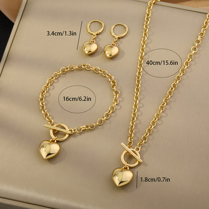 Gia™ Set de Joyería Elegante con Corazón Brillante y Acabado de Lujo