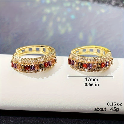 Natalia | 1 Par de Aros de Hombre de Zirconio Sintético Colorido de Moda Avant-Garde Joyería de Lujo para Hombre, Versátil para Uso Diario
