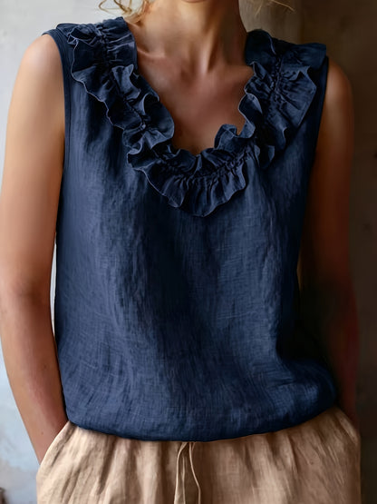 Katherine | Camisa Sin Mangas con Volantes de Corte Suelto para Primavera/Verano